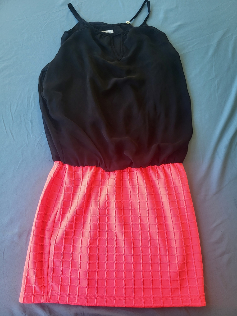 Charlotte Russe Black & Neon Pink Sleeveless Mini Dress